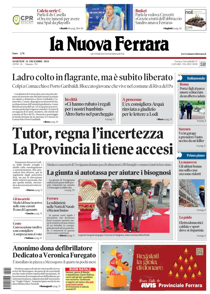 Prima-pagina-nuova ferrara-oggi-edizione-del-2024-12-24